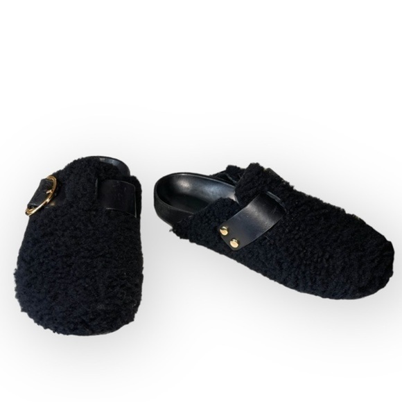 Isabel Marant Mirvin Backless Shearling Clogs Mules Black size EU38 US 8 - Picture 5 of 16
